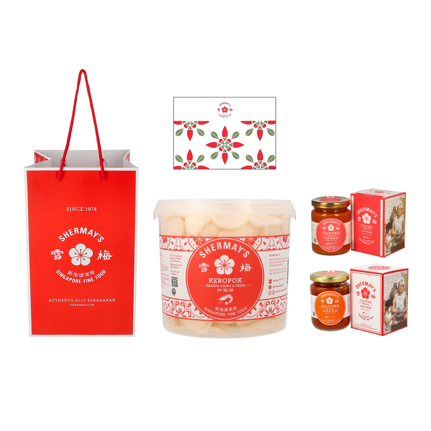 SG60 Mixed Prawn (Keropok) Bucket & Cilicuka Sauces Gift Set