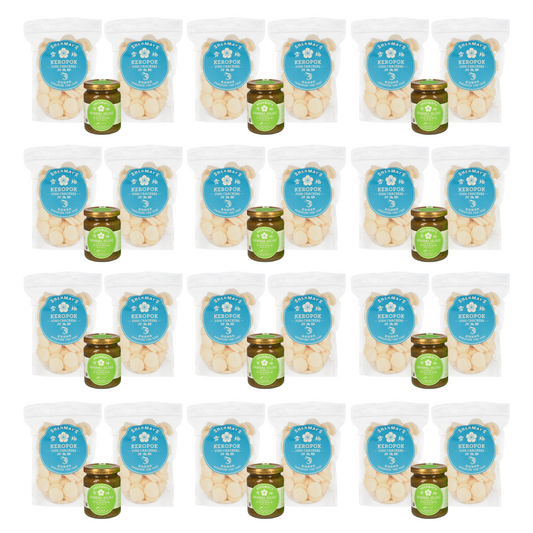 Set of 12 Fish Cracker (Keropok) Packets + Sambal Hijau + FREE Medium Gift Bags