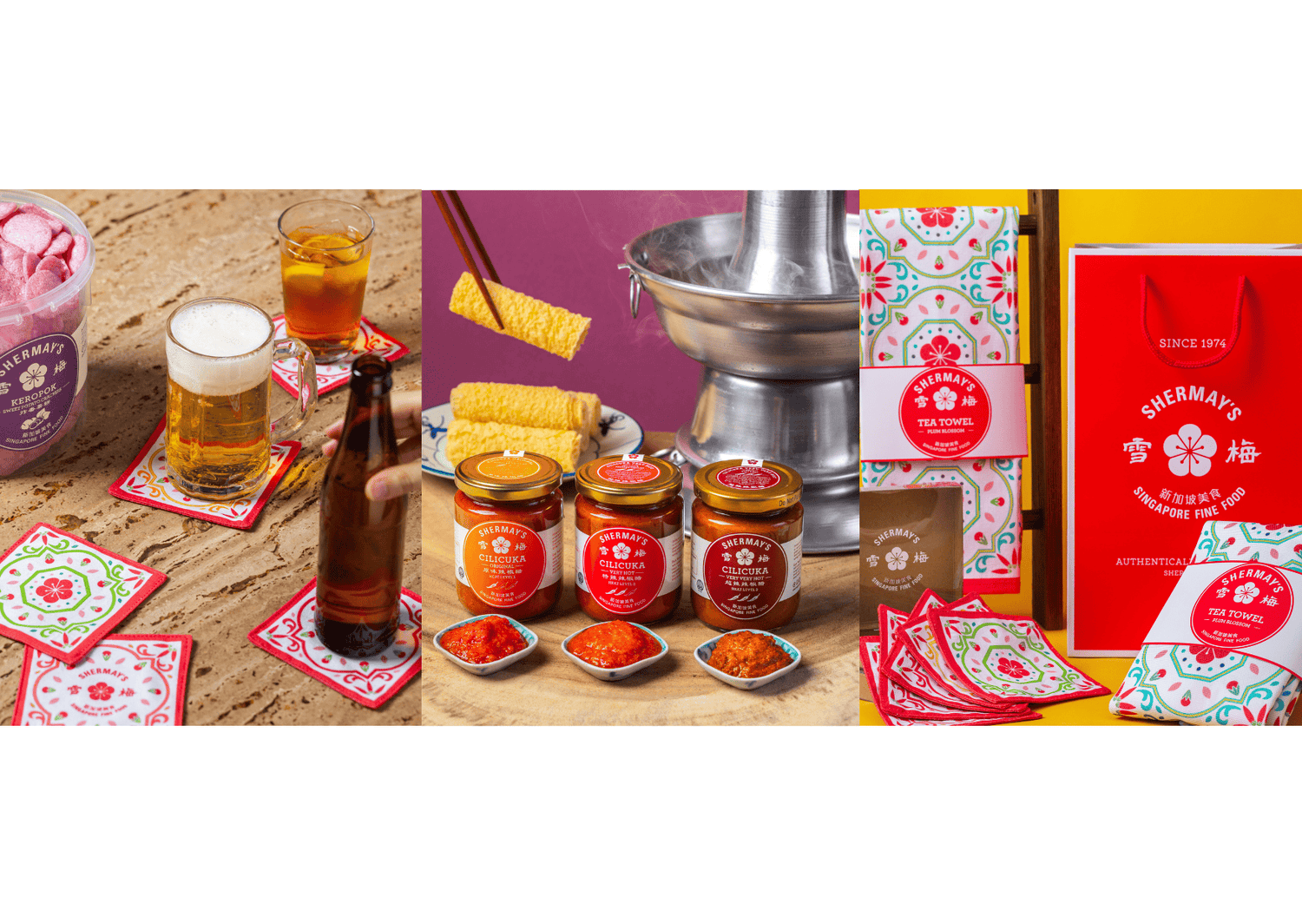 Shermay's Signature Sauces, Peranakan Coasters and Tea Towel