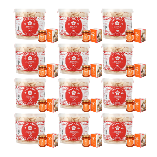Set of 12 Prawn Cracker (Keropok) Buckets + Cilicuka Original (Level 1) + FREE Medium Gift Bags