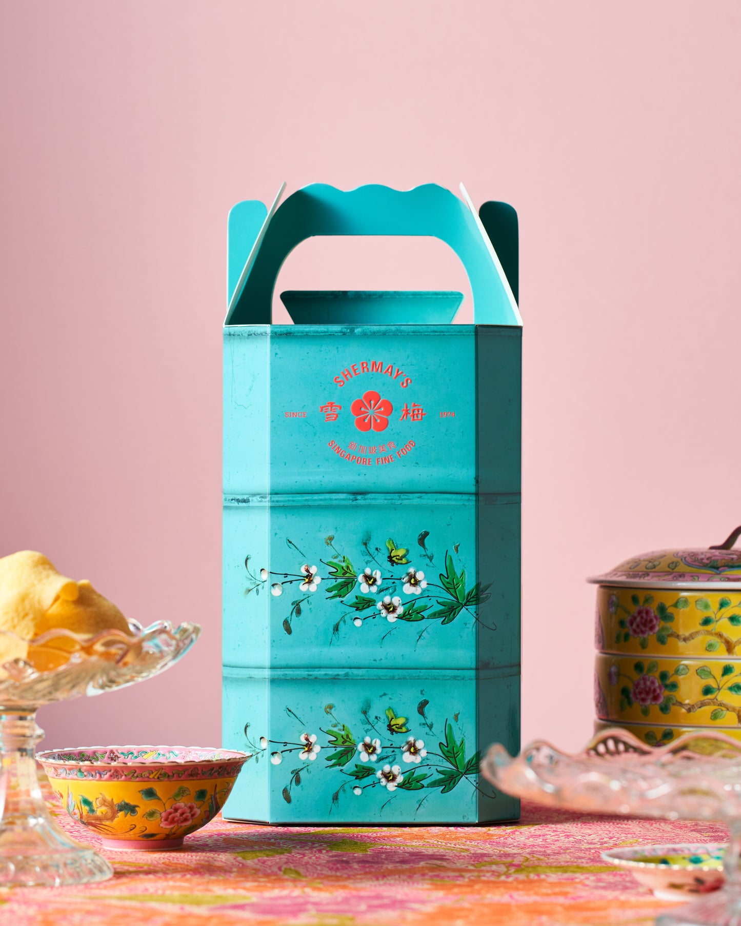 Vintage Teal & Straits Green Tingkat Gift Pair: Seafood & Vegan