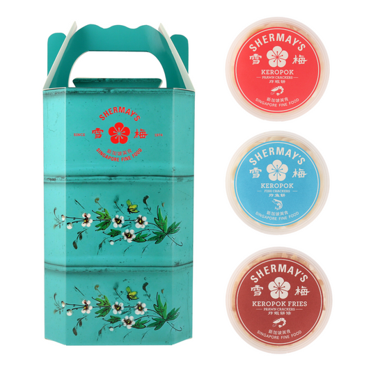 Vintage Teal & Straits Green Tingkat Gift Pair: Seafood & Vegan