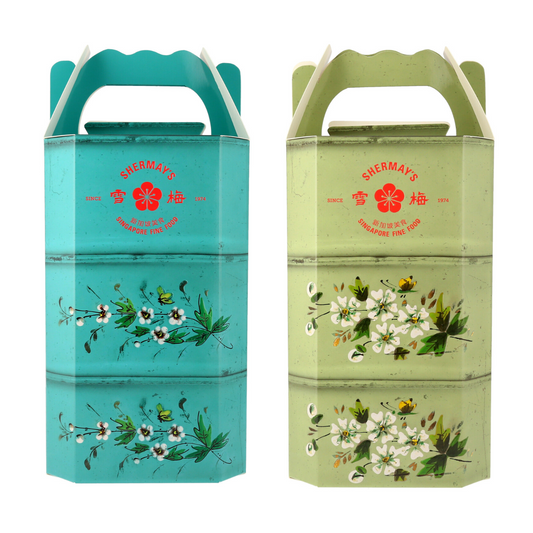 Vintage Teal & Straits Green Tingkat Gift Pair: Seafood & Vegan