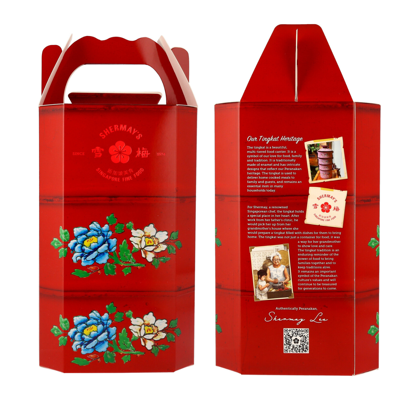 Lacquer Red Tingkat Gift Pair: Keropok & Sauces